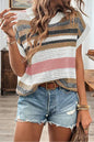 Stripe Eyelet Knit Sweater Tee