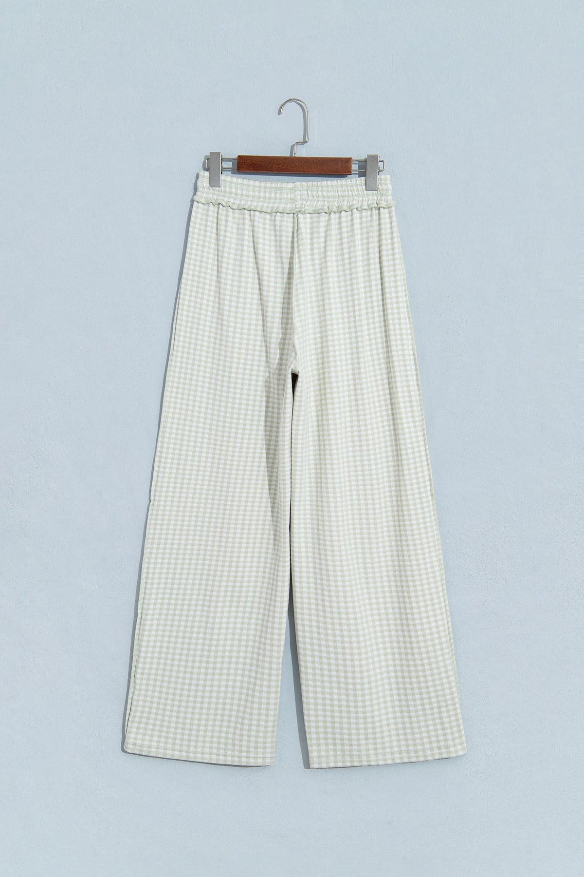 Plus Size Gingham Exposed Seam Drawstring Elastic Waist Pants