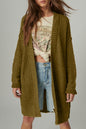 Cable Exposed Seam Long Cardigan