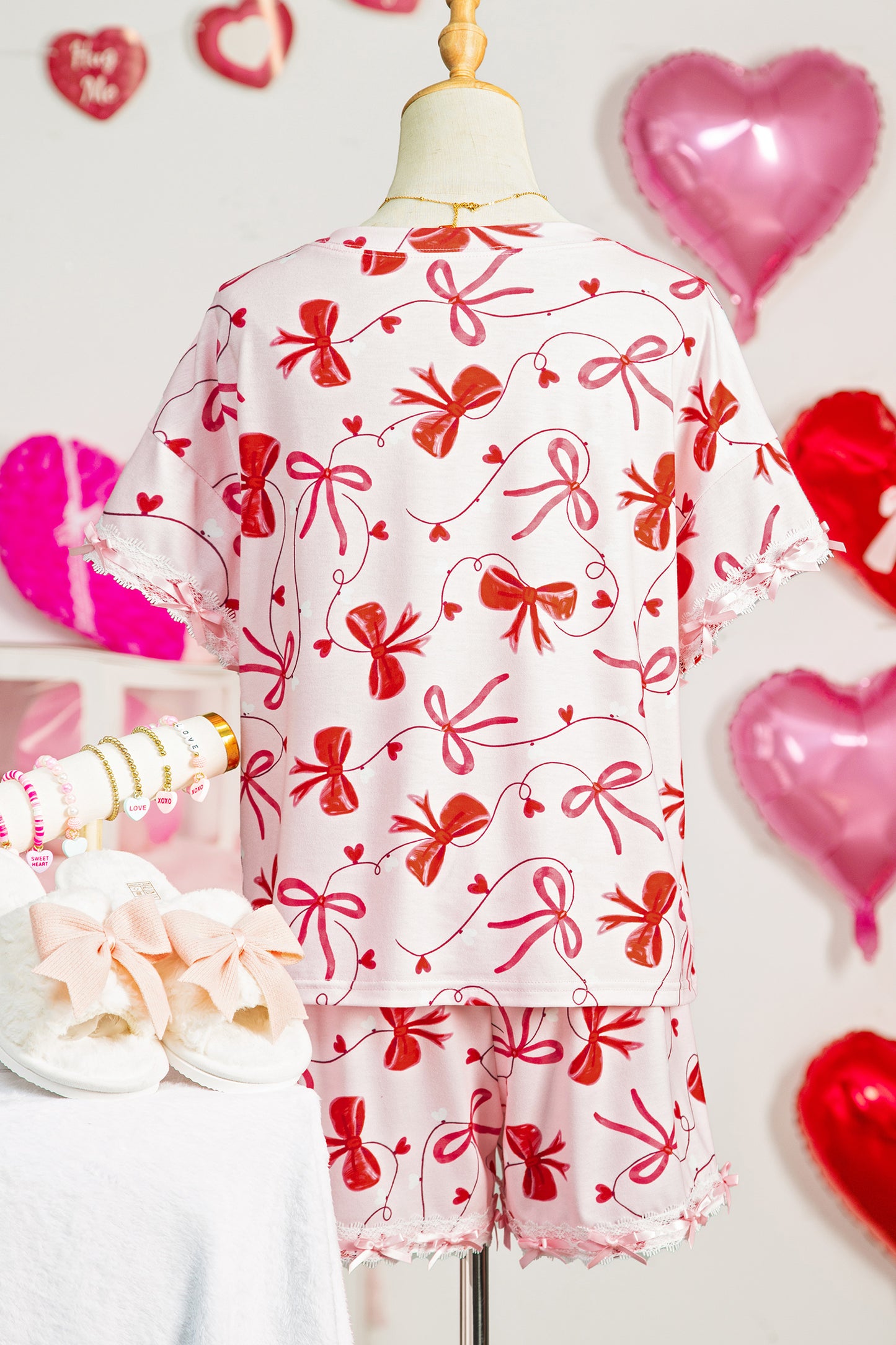 Valentine Bow Tee and Shorts Lounge Set