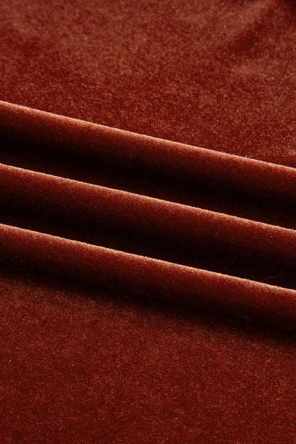 Velvet Elastic V-Neck Puff Sleeve Mini Dress