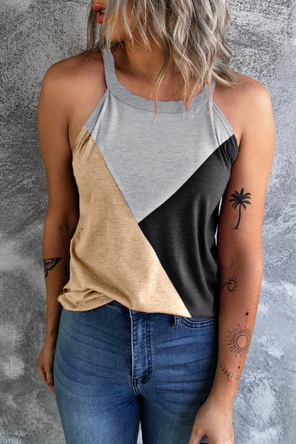 Geometric Colorblock Sleeveless Top