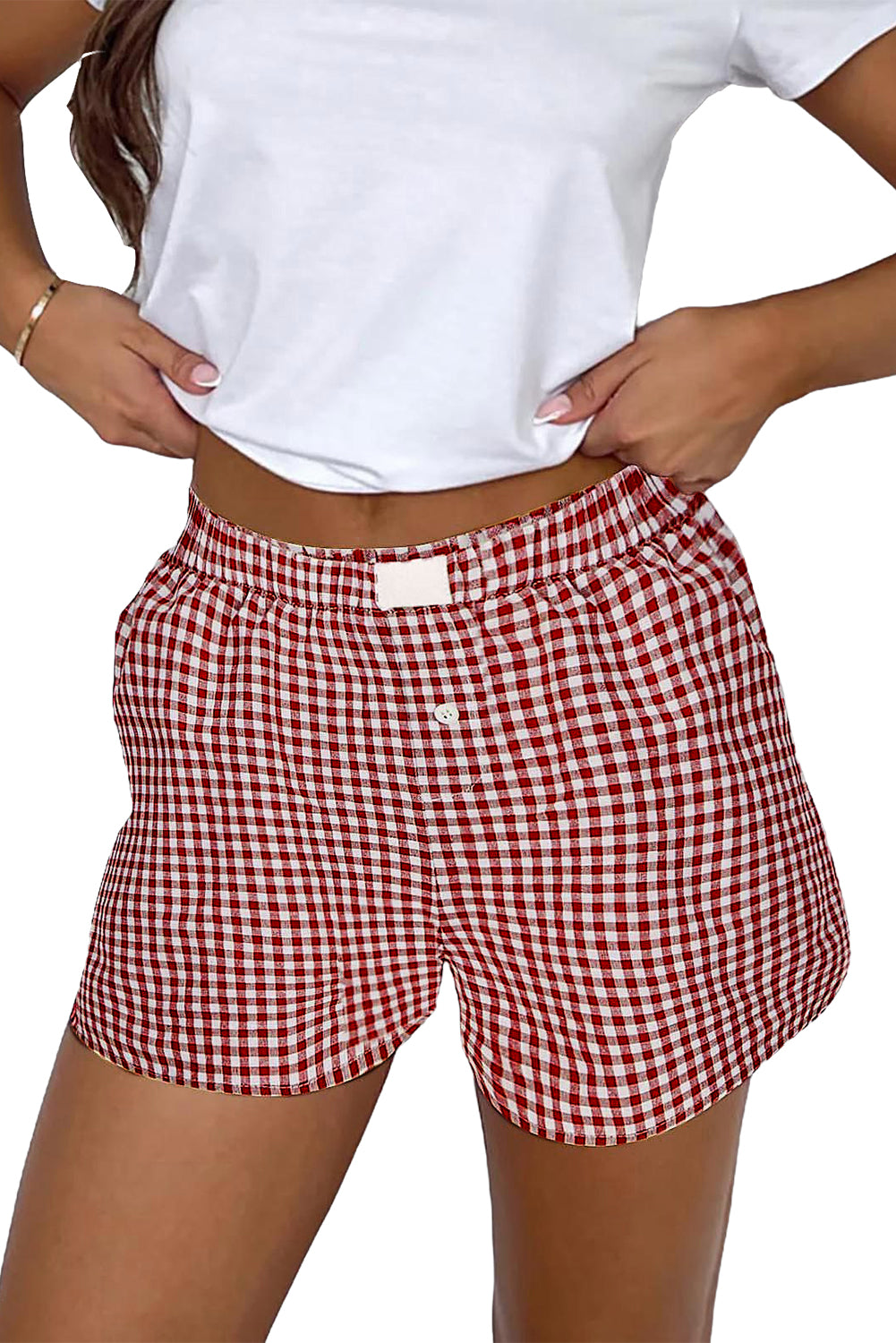 Plaid Gingham High Waist Shorts