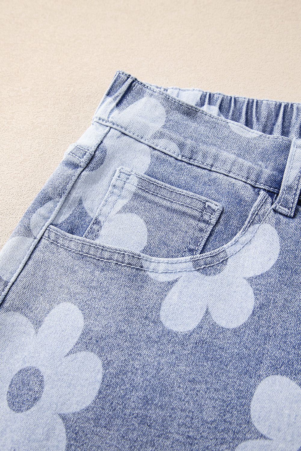 Plus Size Floral High Waist Denim Shorts