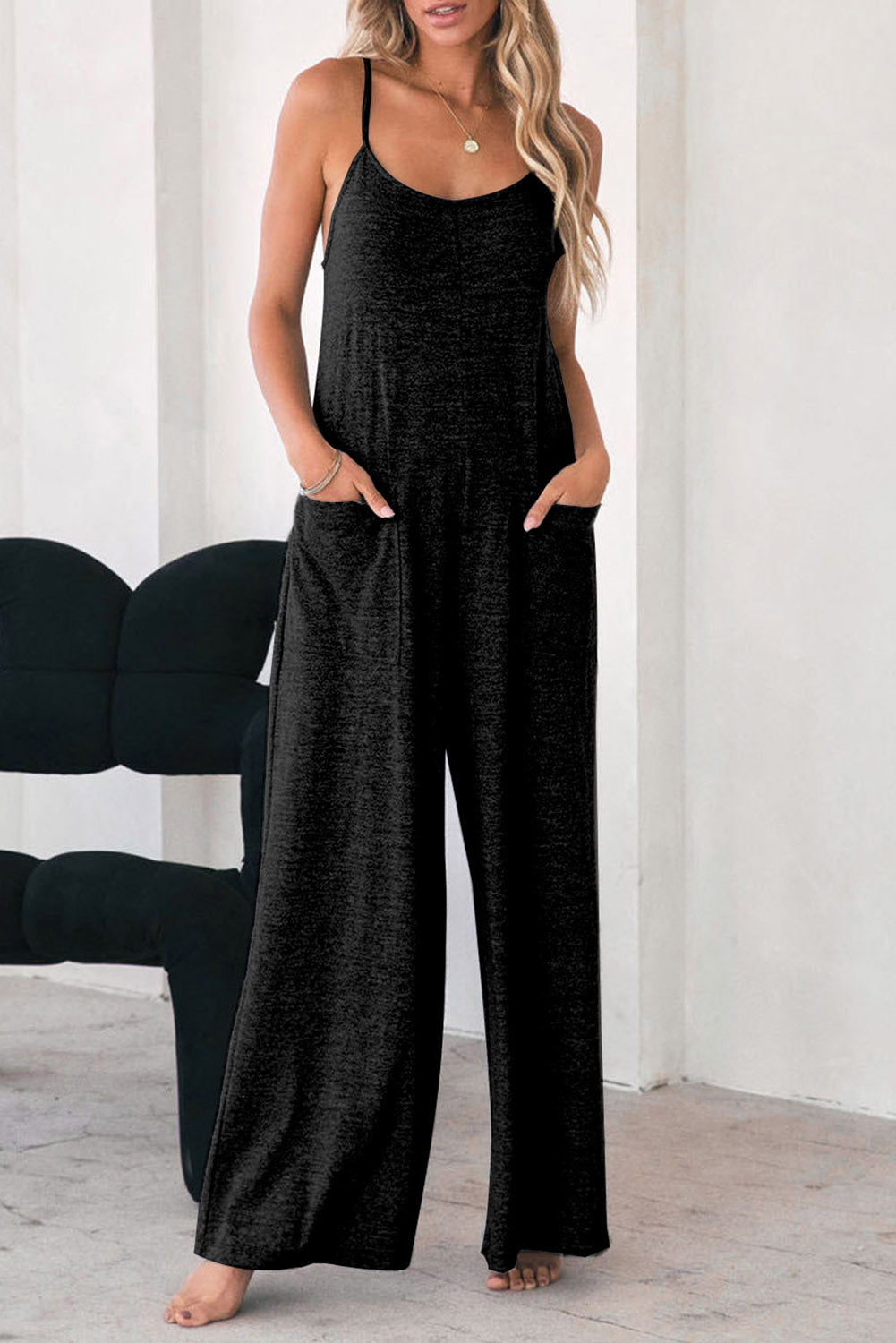 Spaghetti Strap Wide Leg Jumpsuit