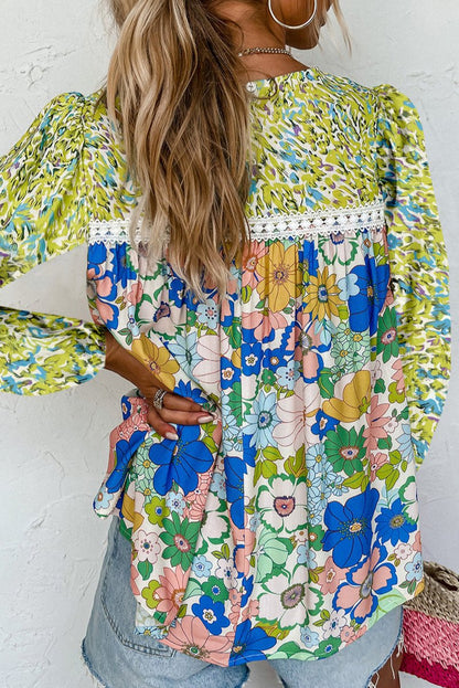 Floral Patchwork Long Sleeve Blouse