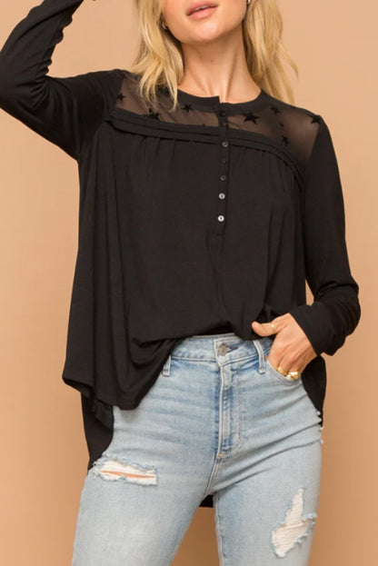 Star Mesh Long Sleeve Blouse