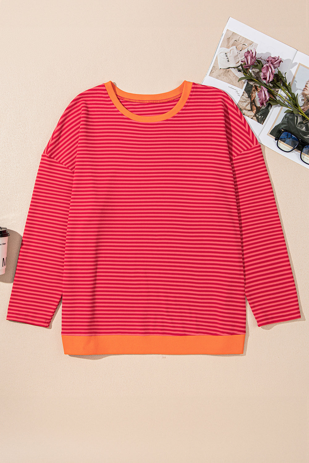 Stripe Long Sleeve Top Plus Size