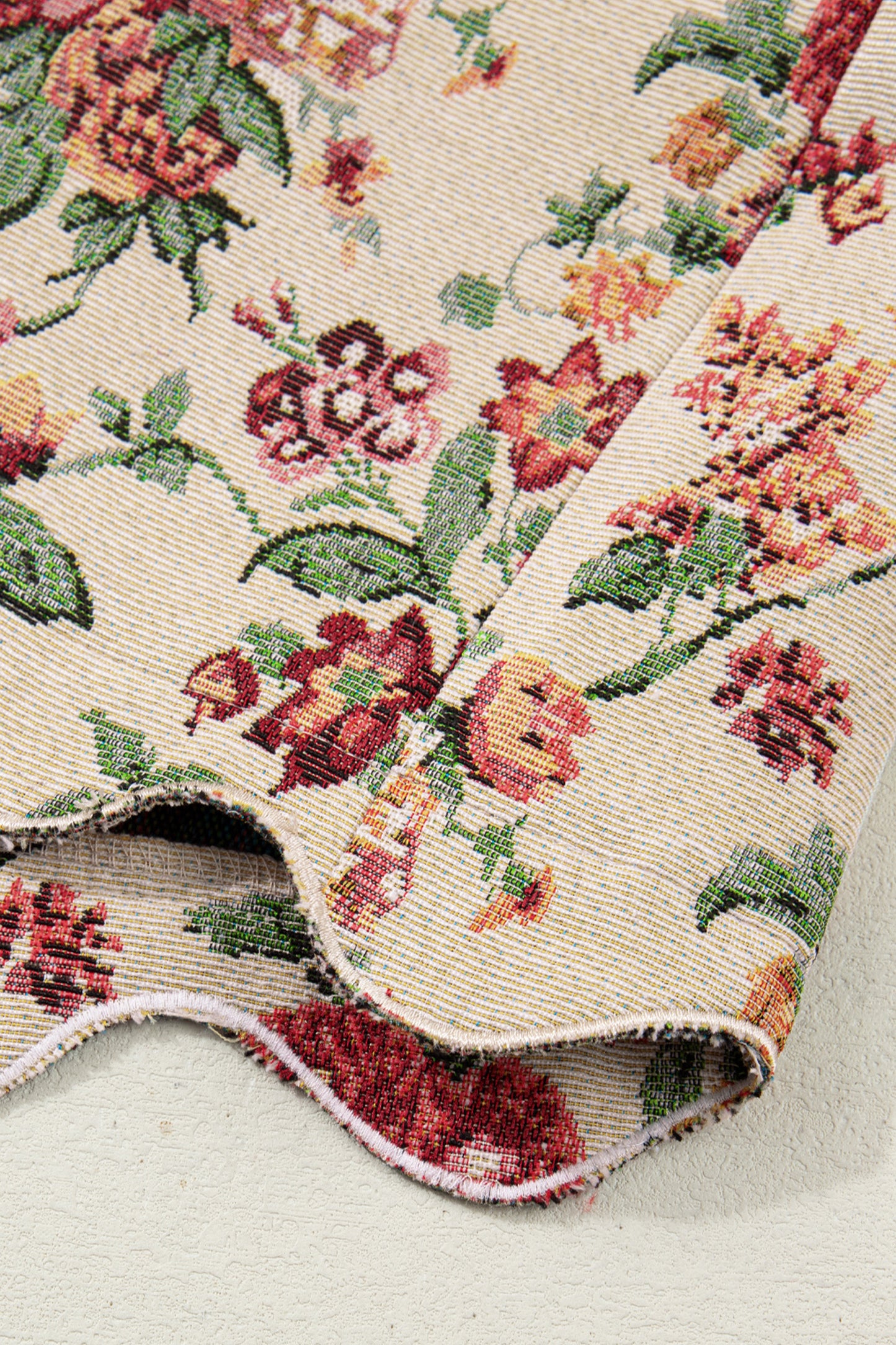 Floral Scallop Hem Button Front Mini Skirt