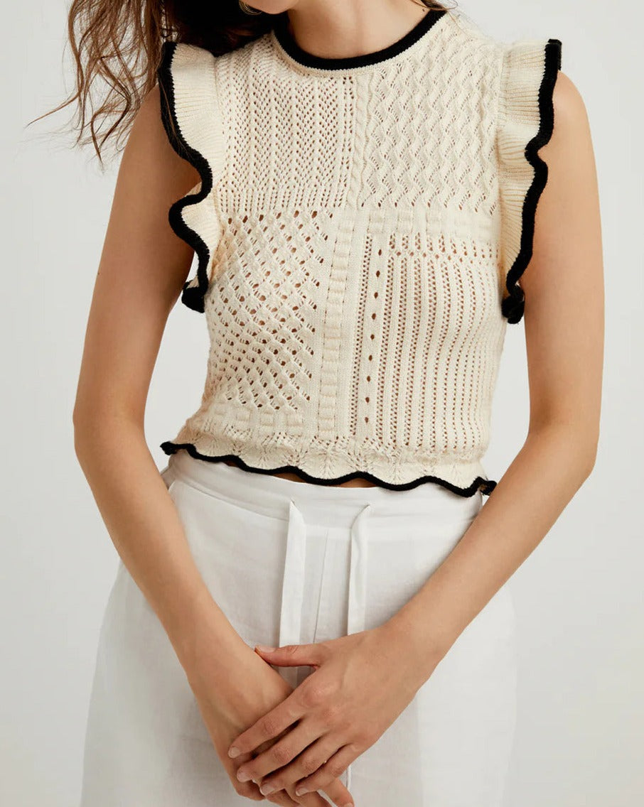 Crochet Eyelet Ruffle Tank Top