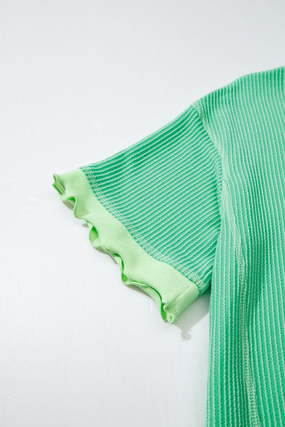 Colorblock Corded Knit Oversized Polo T-Shirt Dress