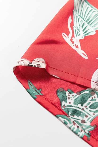 Christmas Bow Ruffle Trim Top and Shorts Pajama Set