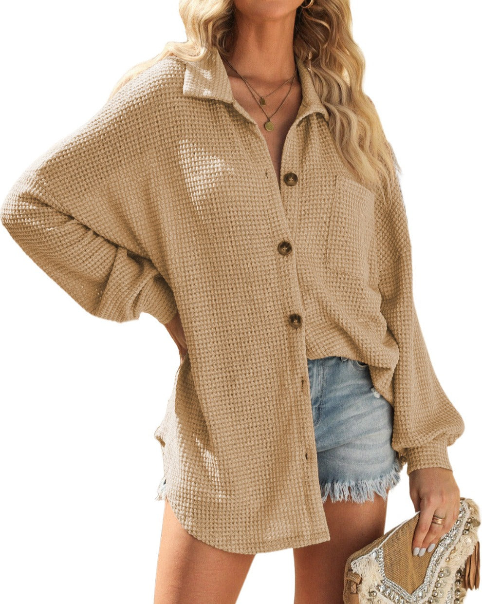 Waffle Chest Pocket Buttoned Shirt