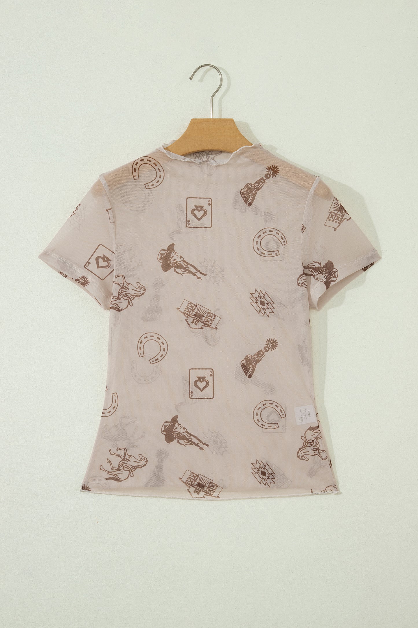Western & Leopard Mesh Short Sleeve Top