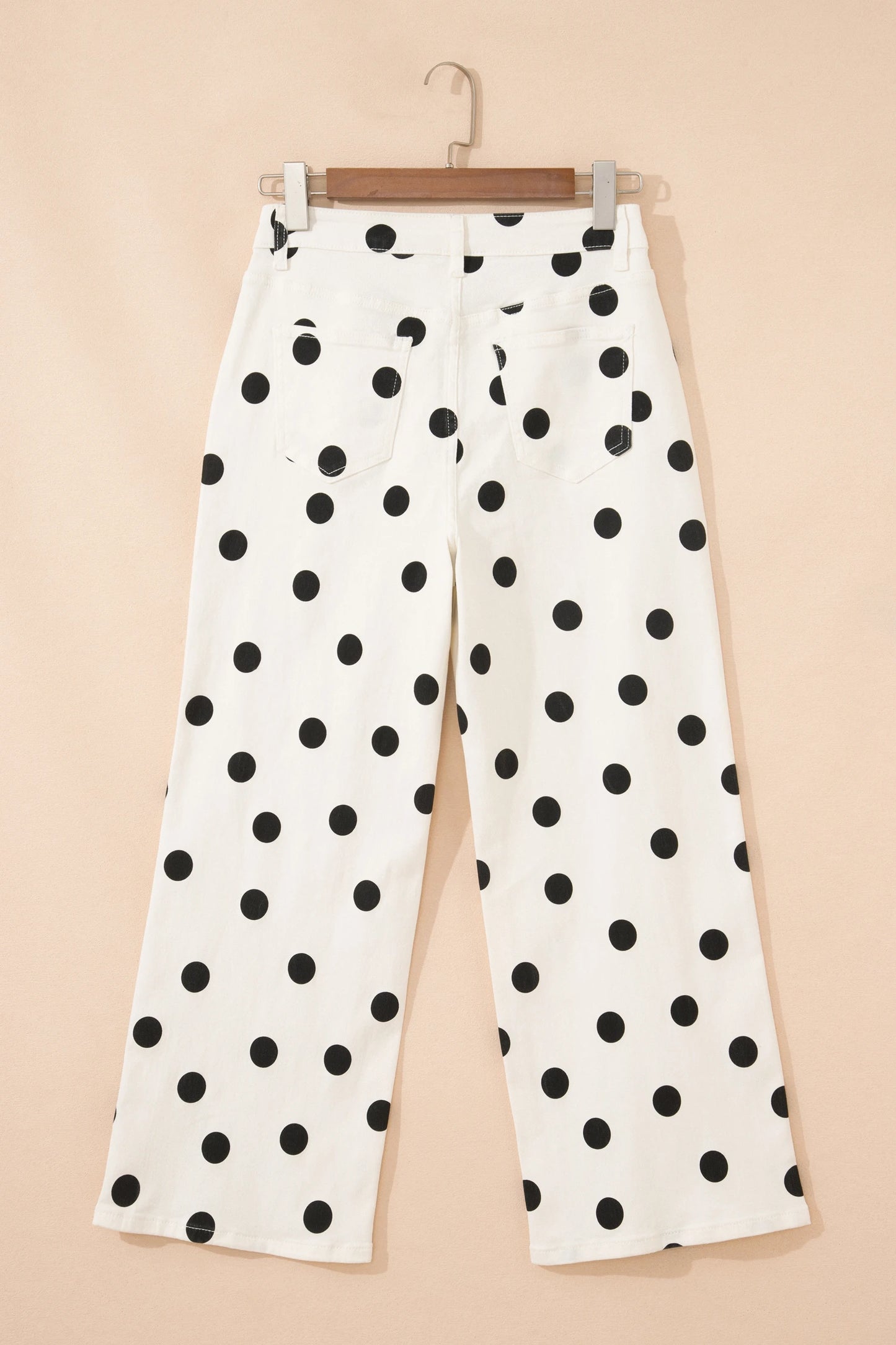Polka Dot Wide Leg Ankle Length Jeans