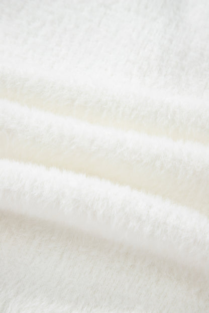 Solid Fuzzy Button-Front Cardigan