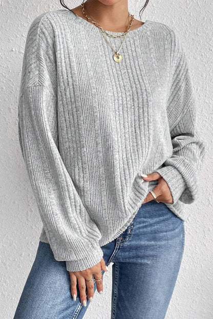 Textured Backless Long Sleeve Top