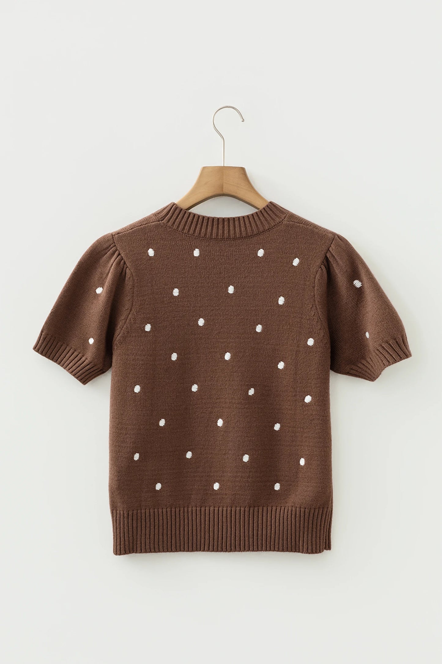 Polka Dot Bubble Short Sleeve Sweater