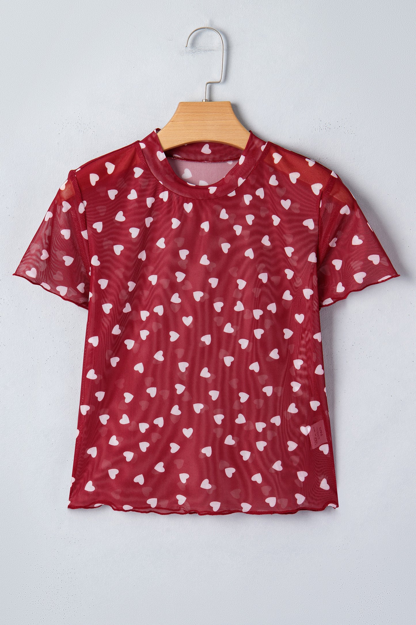 Heart Mesh Short Sleeve Top