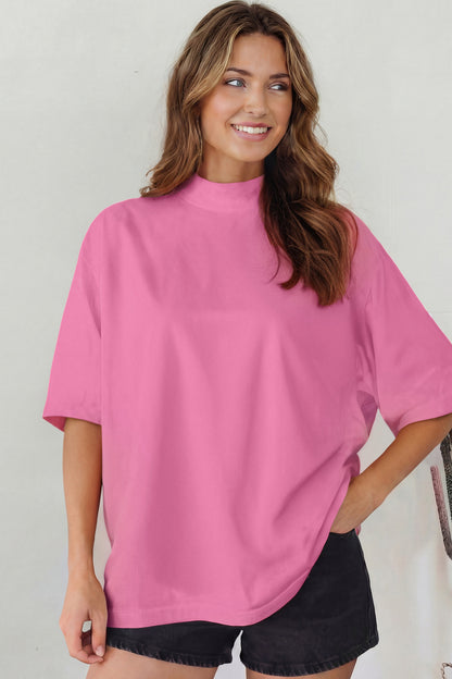 Oversized Solid Color High Neck Tee