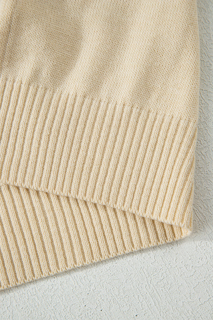 Solid Button-Front Rolled Hem Sweater Top