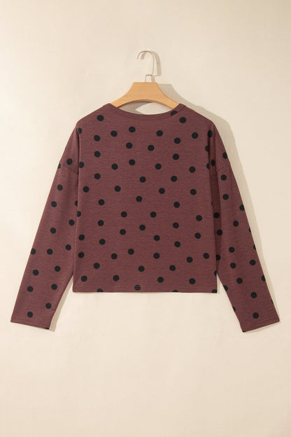 Polka Dot Button Front Long Sleeve Shirt