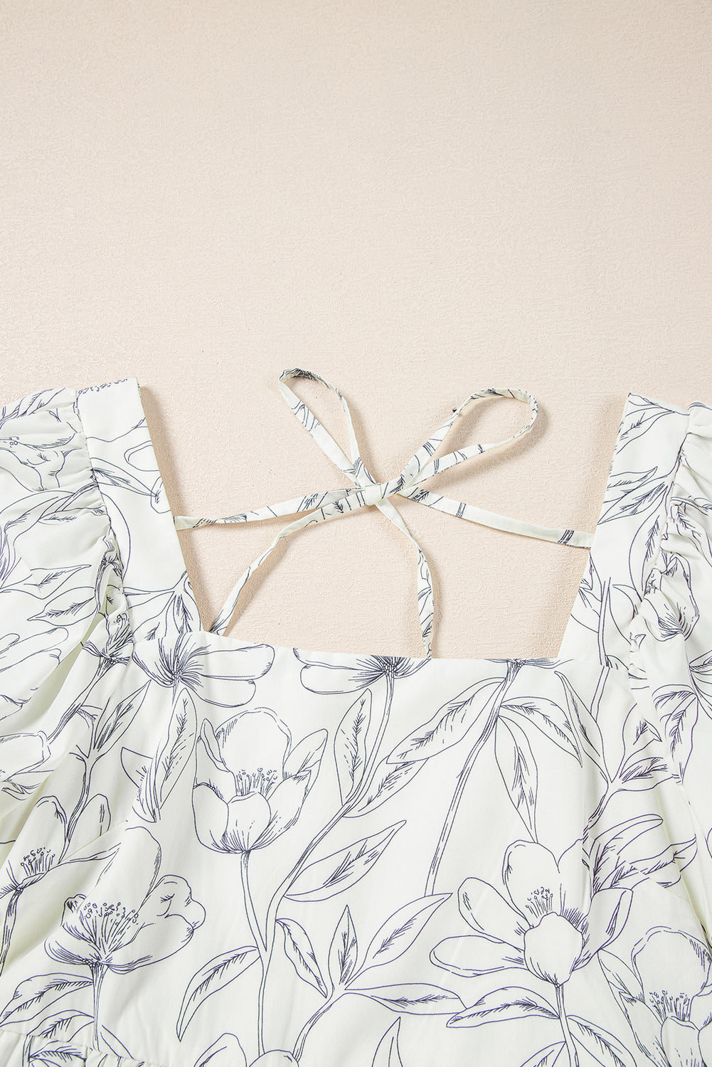 Floral Square Neck Shirred Back Mini Dress