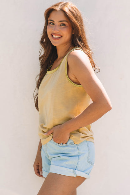 Metallic Contrast Trim Scoop Neck Tank Top