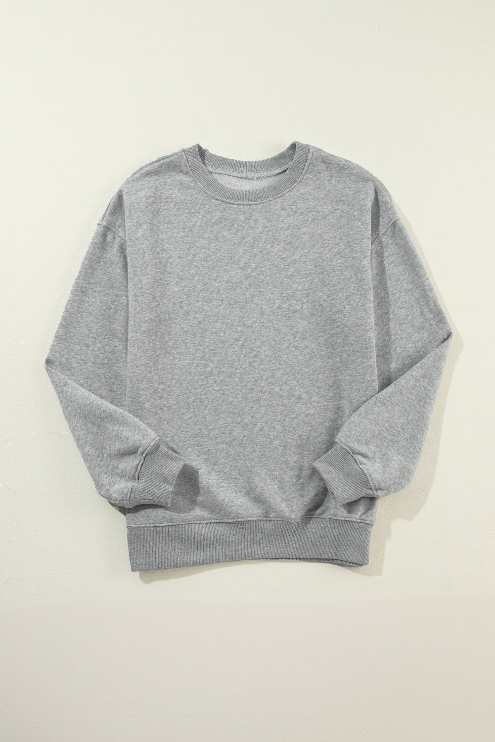 Solid Drop Shoulder Crewneck Pullover Sweatshirt