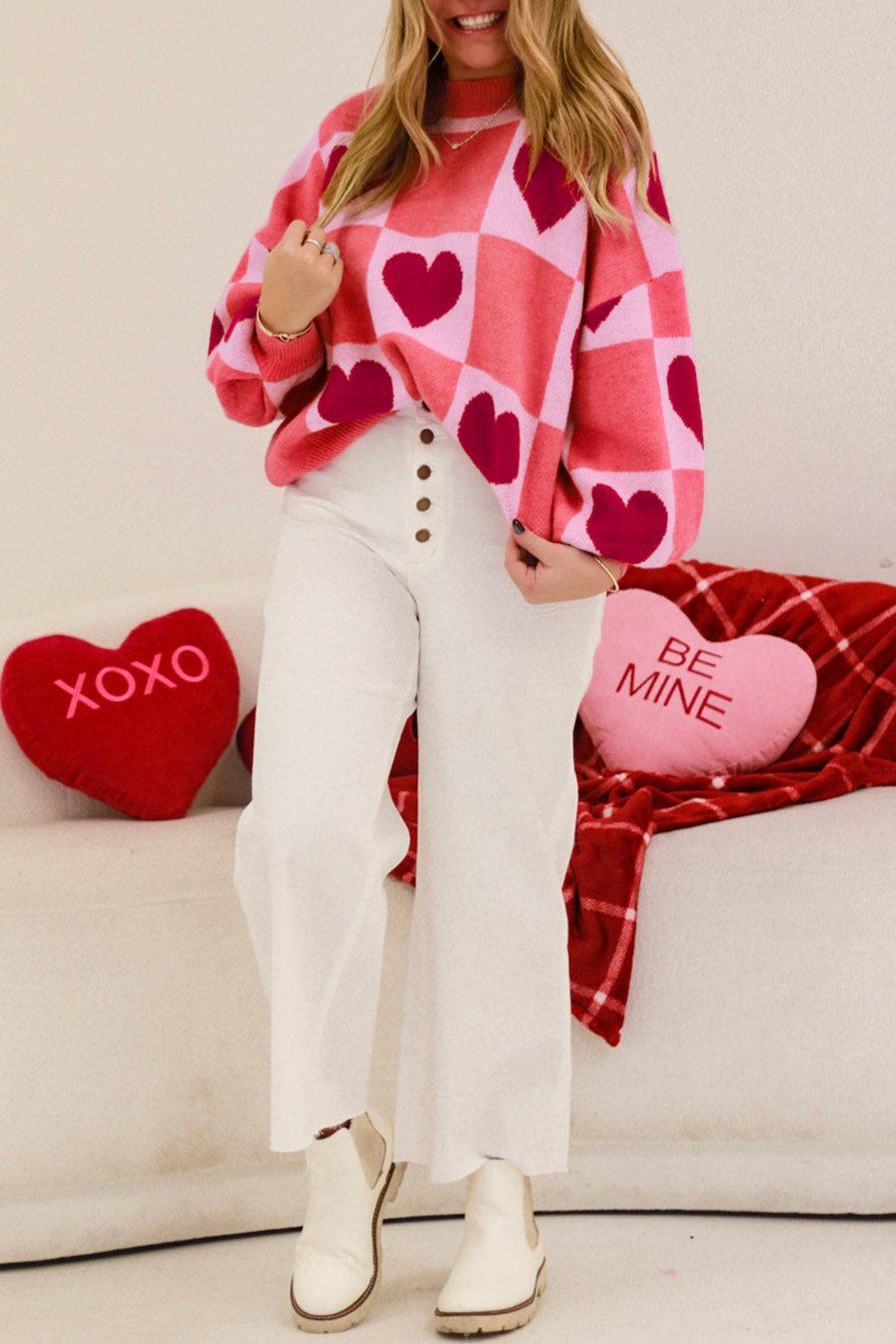 Plus Size Heart Drop Shoulder Sweater