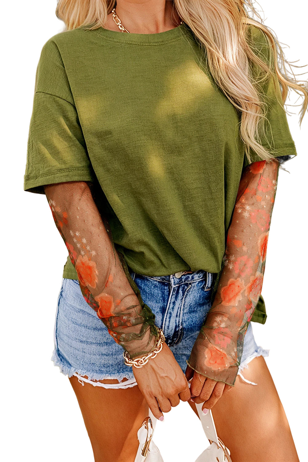 Floral Long Sleeve Patchwork Tee