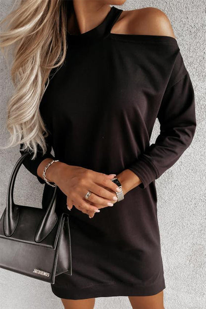 Cutout Shoulder Long Sleeve Dress