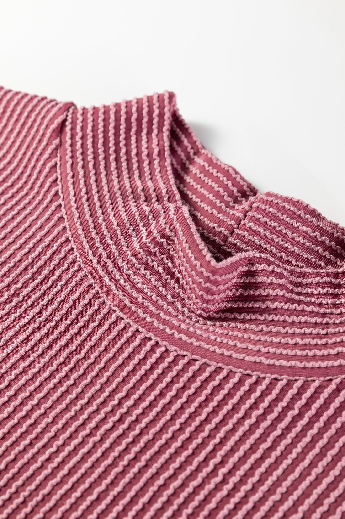 Corded Knit Mock Neck Tee and Pant Set