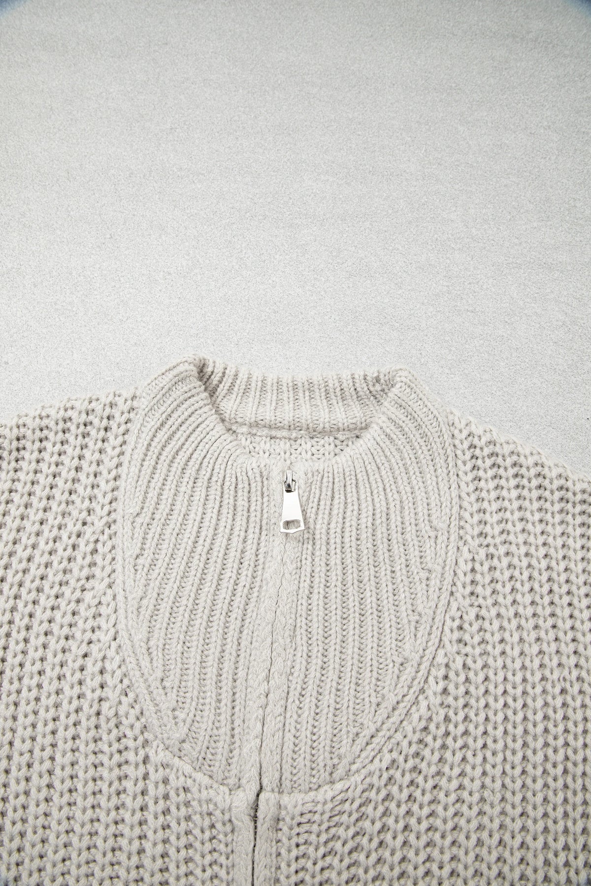 Solid Zip Up High Neck Short Sleeve Knit Top