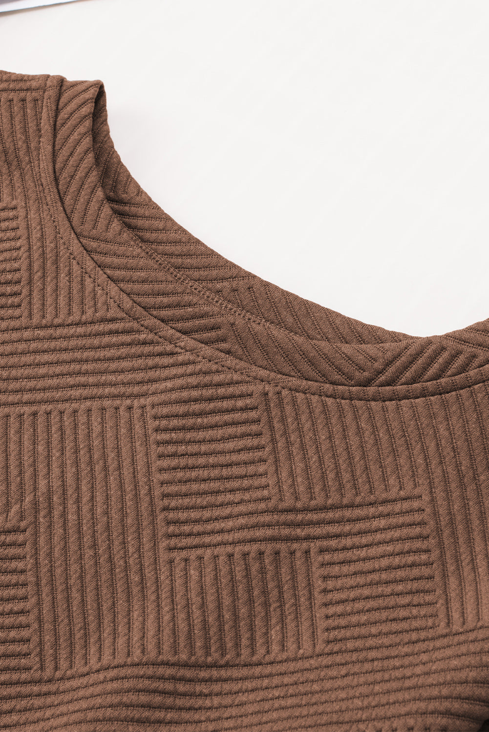 Textured Long Sleeve Top and Drawstring Shorts Set