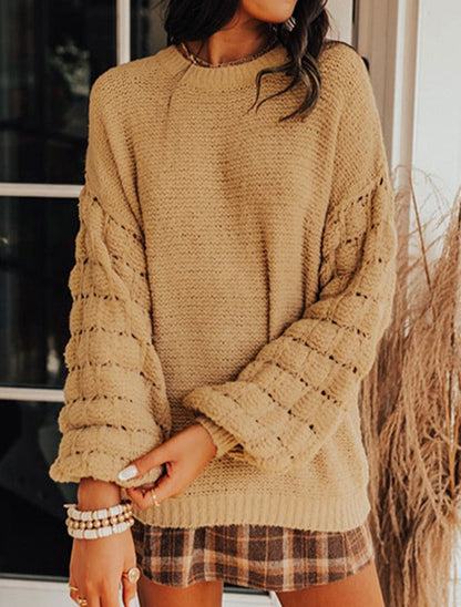 NEW! Hollowed Bubble Sleeve Knit Sweater