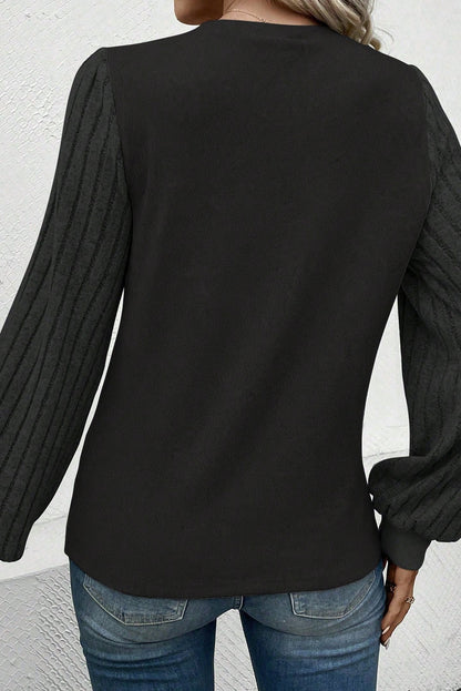 Ribbed Bishop Long Sleeve Top