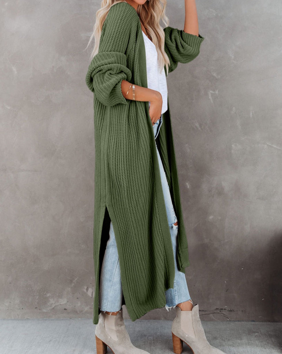 Open Front Slit Duster Cardigan