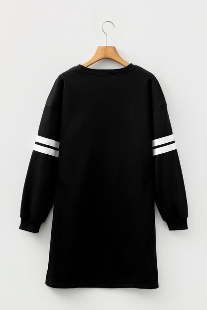Varsity Stripe Long Sleeve Sweatshirt Dress