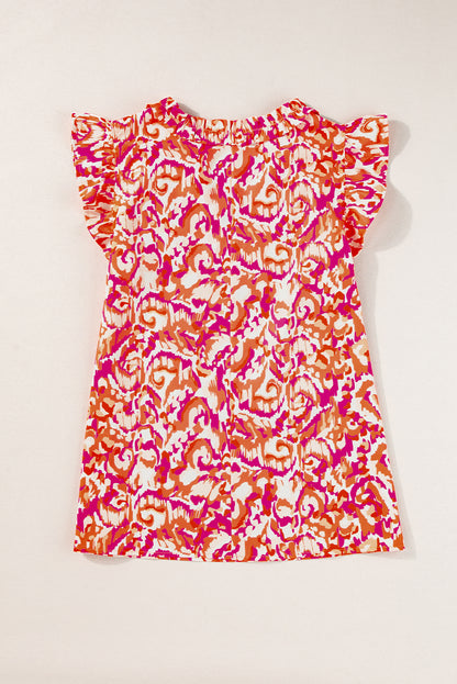 Abstract Ruffle Trim Tank Top