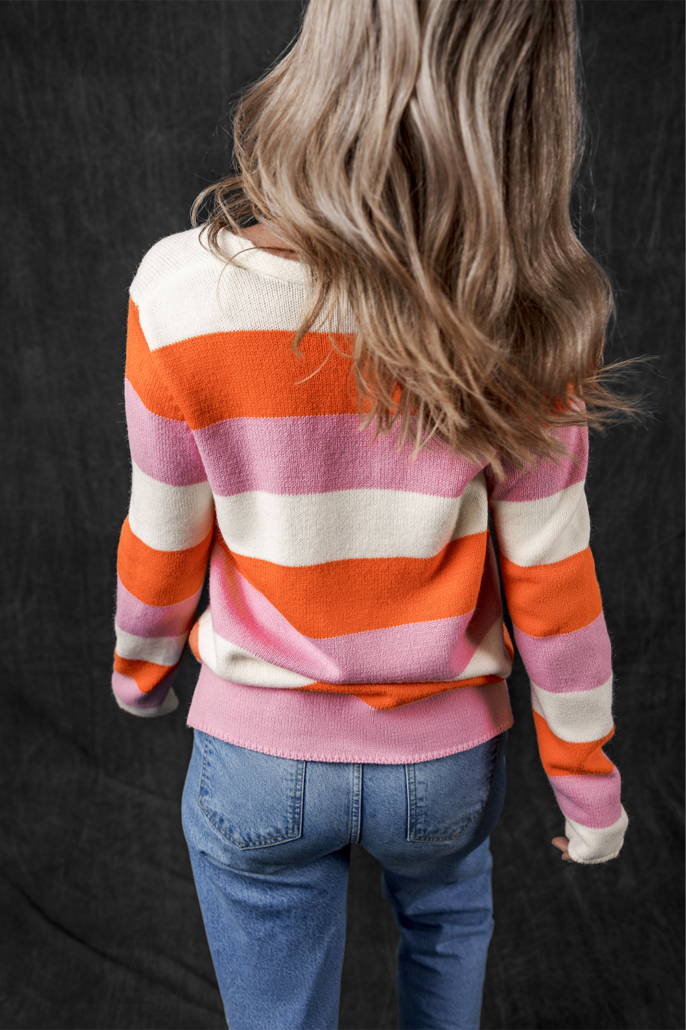 Stripe Colorblock V-Neck Sweater