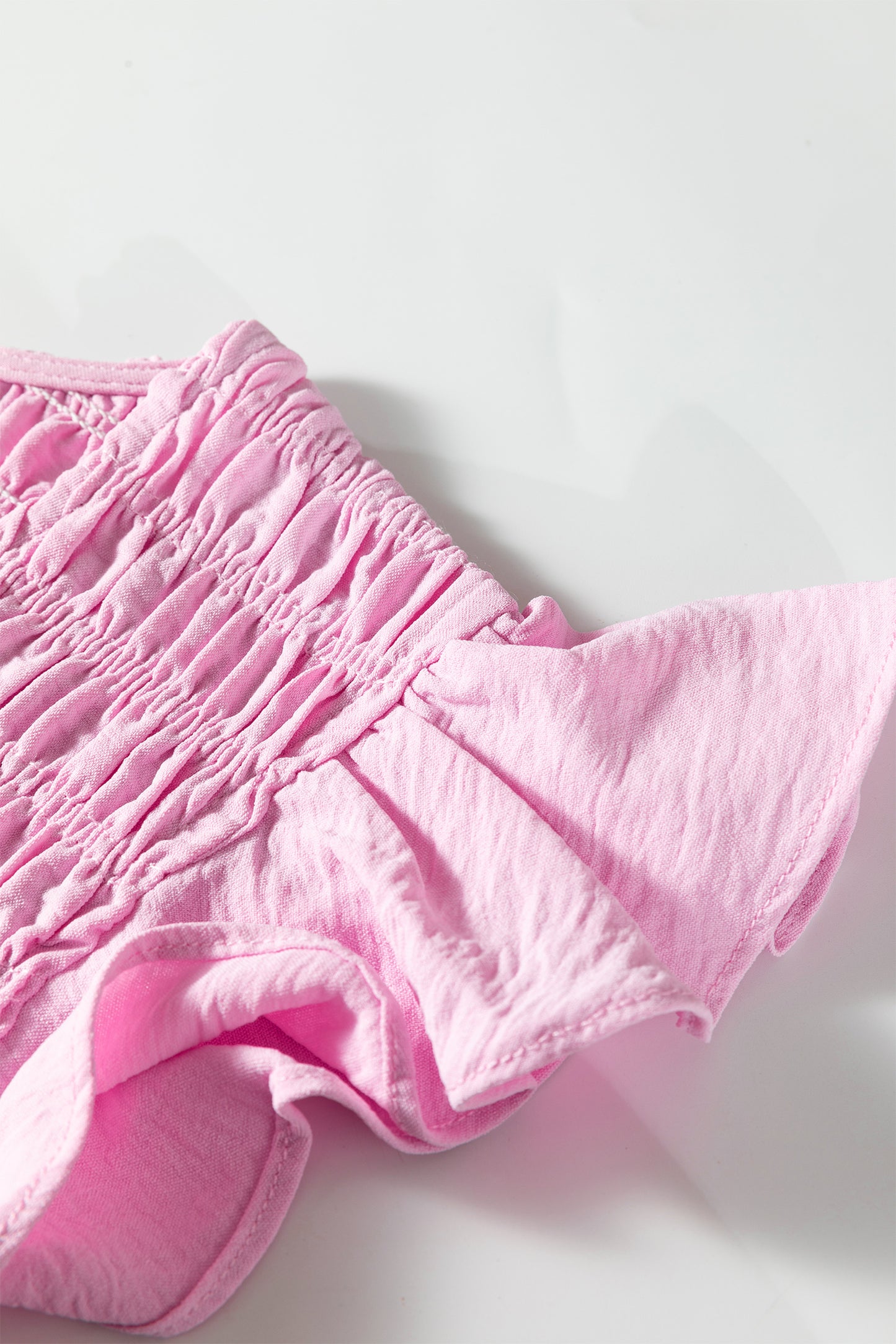 Smocked V-Neck Flutter Sleeve Tiered Midi Dress