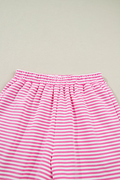 Stripe Oversize Mock Neck Sweatshirt & Shorts Set