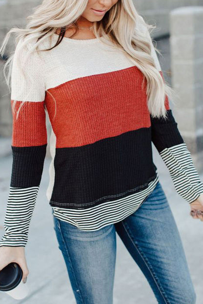 Colorblock Stripe Long Sleeve Top