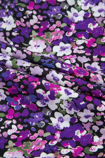 Boho Flower V-Neck Bubble Sleeve Top