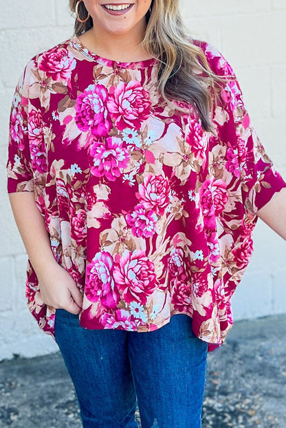 Floral Short Sleeve Blouse Plus Size