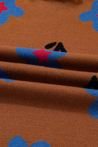 Floral High Neck Sweater Vest