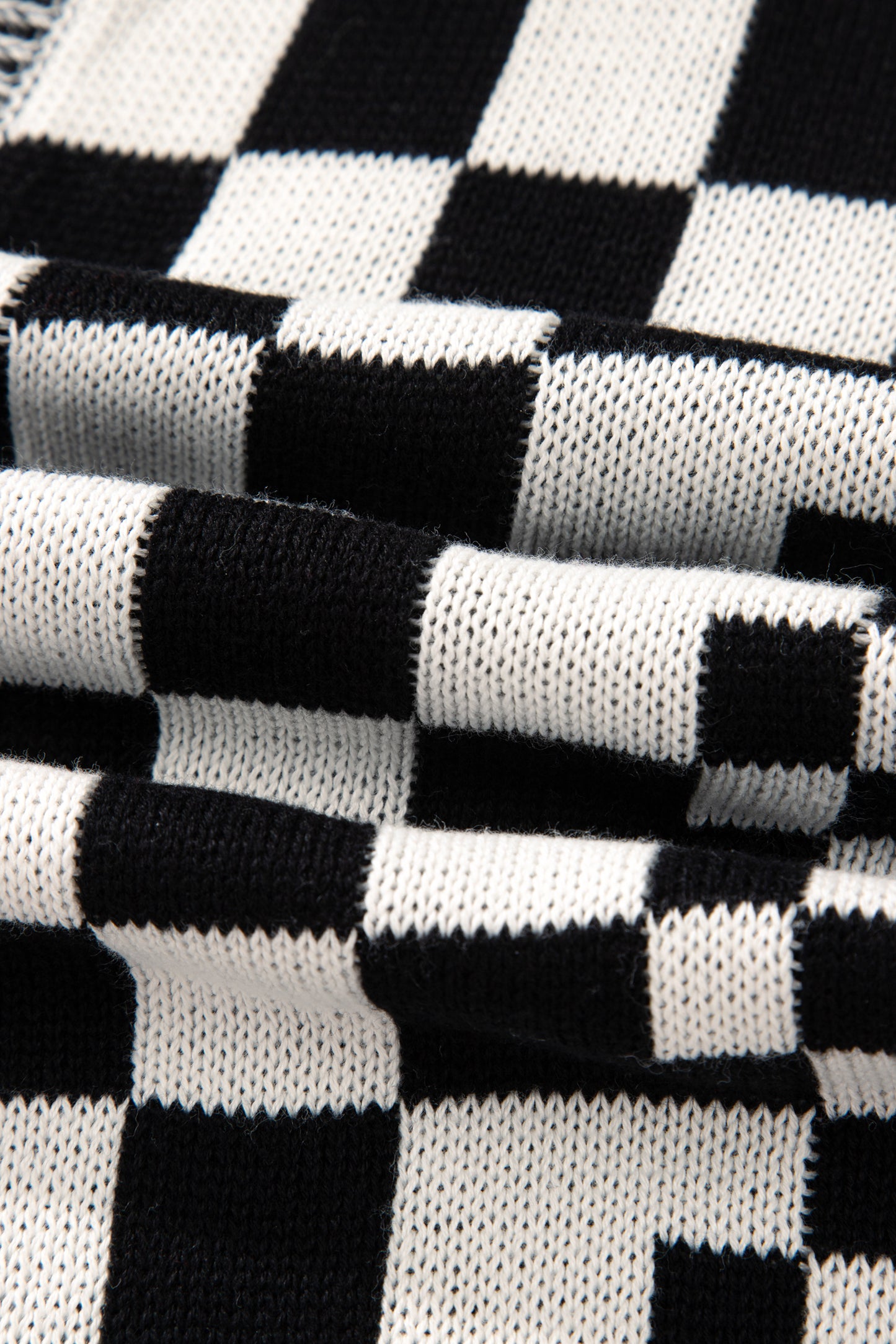 Plus Size Checker Drop Shoulder Open Front Cardigan