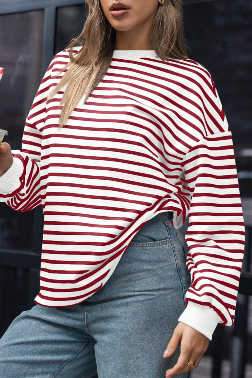 Stripe Long Sleeve Crewneck Top