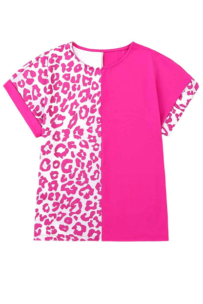 Leopard Colorblock Short Sleeve Top